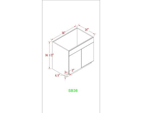 Base 36" - White Oak 36 Inches Sink Base Cabinet