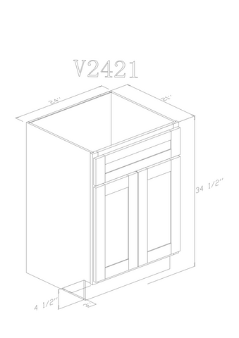 24" Vanity Pure Grey (Without sink and countertop) 2 Doors