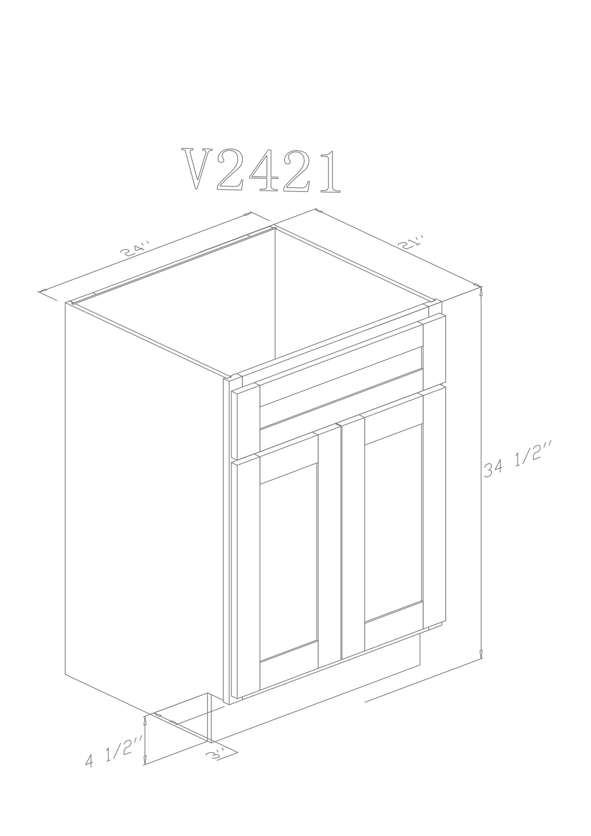 24" Vanity American Oak (Without sink and countertop)