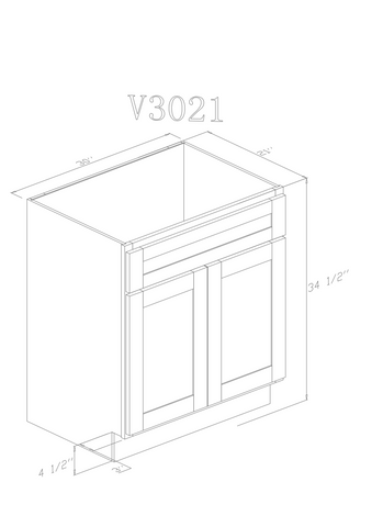 30" Vanity Almond White (Without sink and countertop) 2 Doors