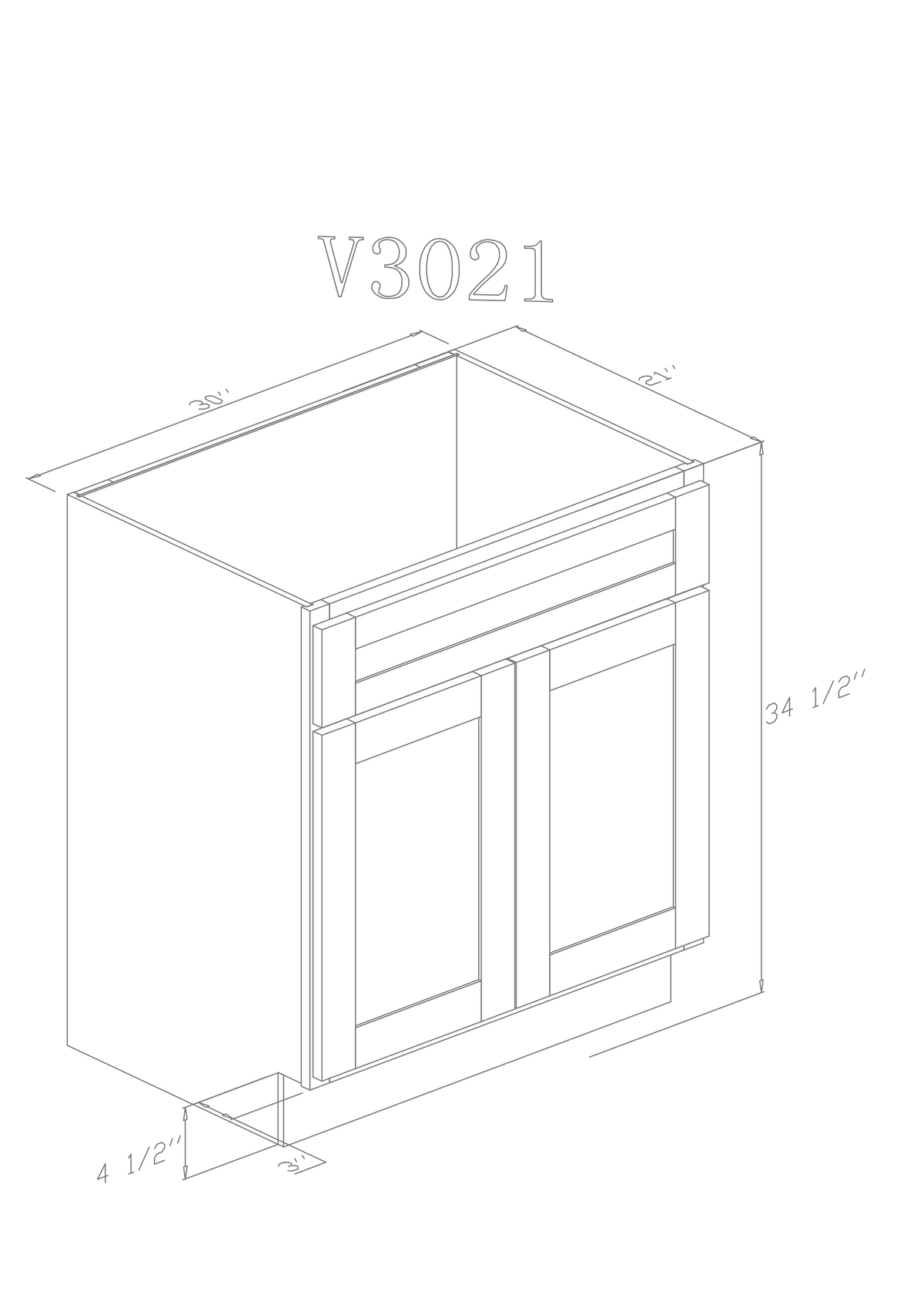 30" Vanity American Oak (Without sink and countertop)