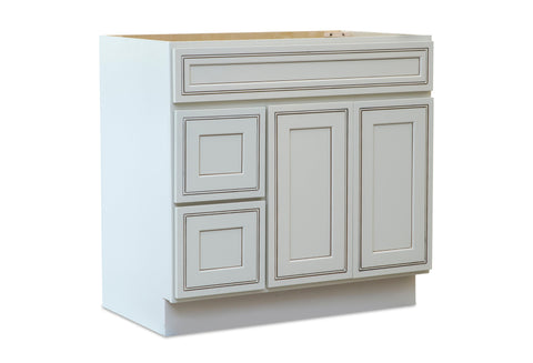 36" Vanity Classic White (Without sink and countertop) Right or Left side Drawers