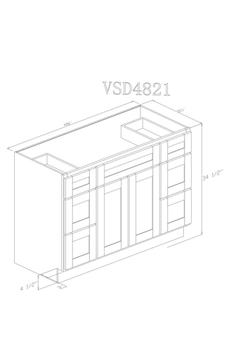 48"-American Oak 48 Inches Sink Base Cabinet with Drawers