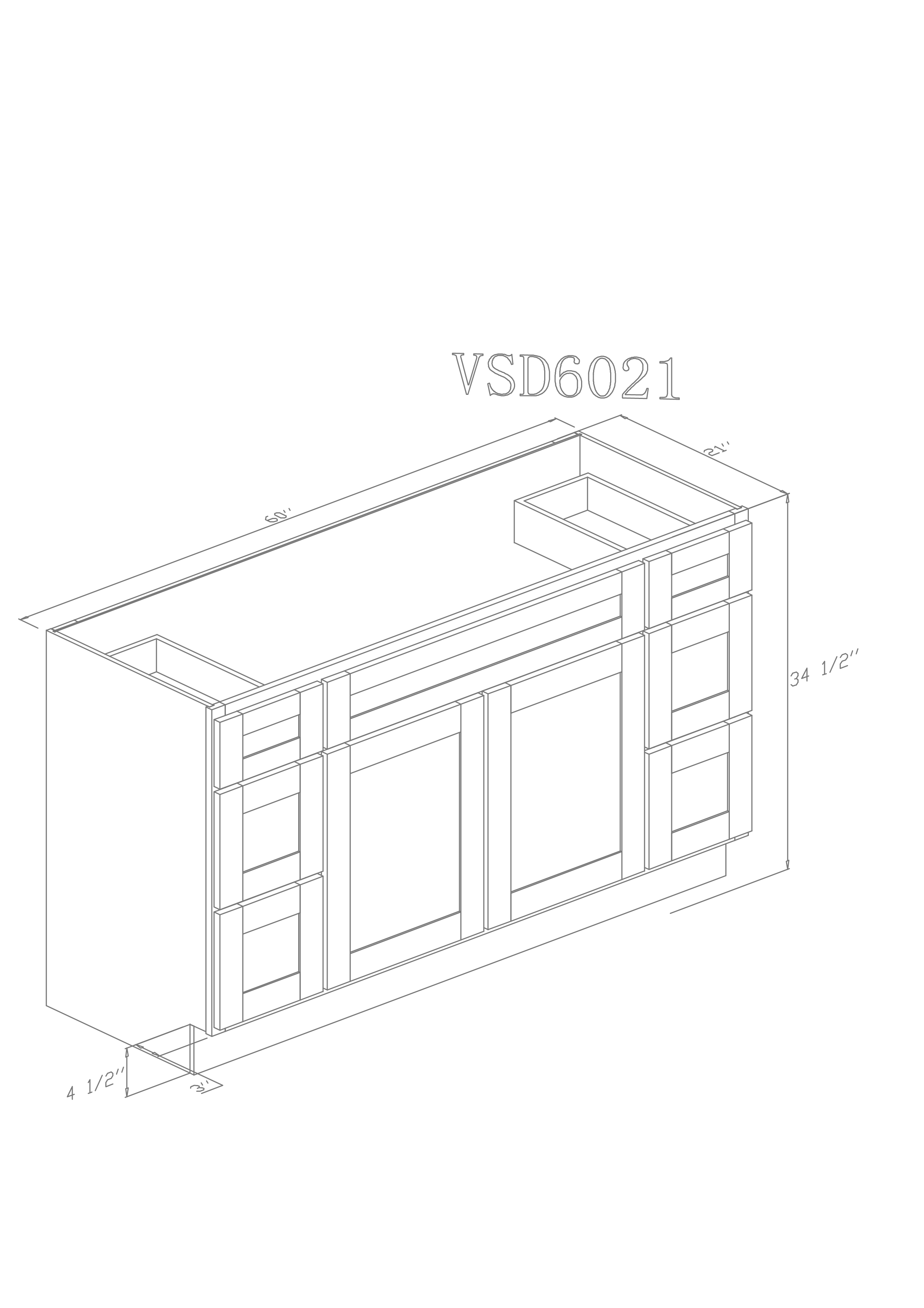 60" Vanity Blue Shaker (Without sink and countertop) Single or Double Sinks