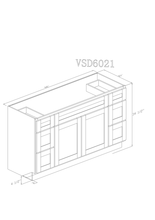 Natural Shaker Vanity 60" -(Without sink and countertop) Single or Double Sinks
