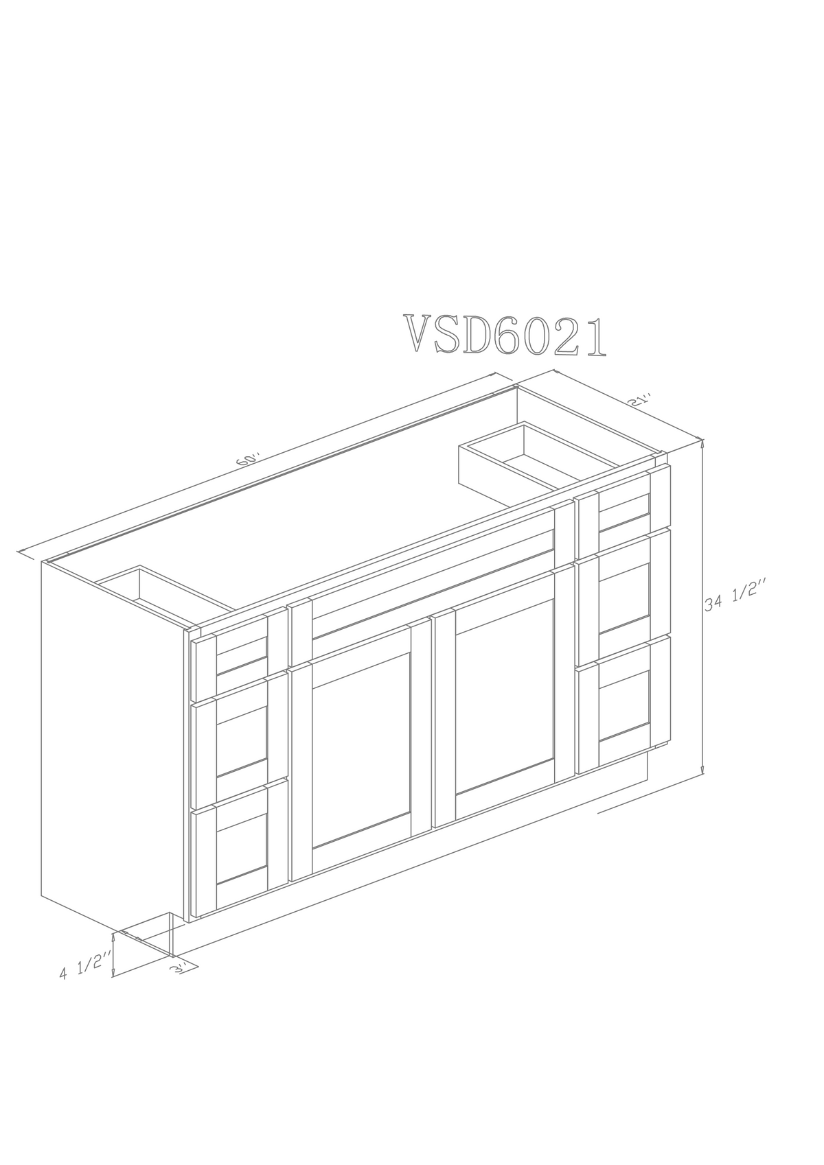 60" Vanity Pure White (Without sink and countertop) Single or Double Sinks