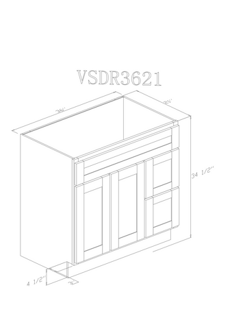 36" Vanity Almond White (Without sink and countertop) Right or Left side Drawers