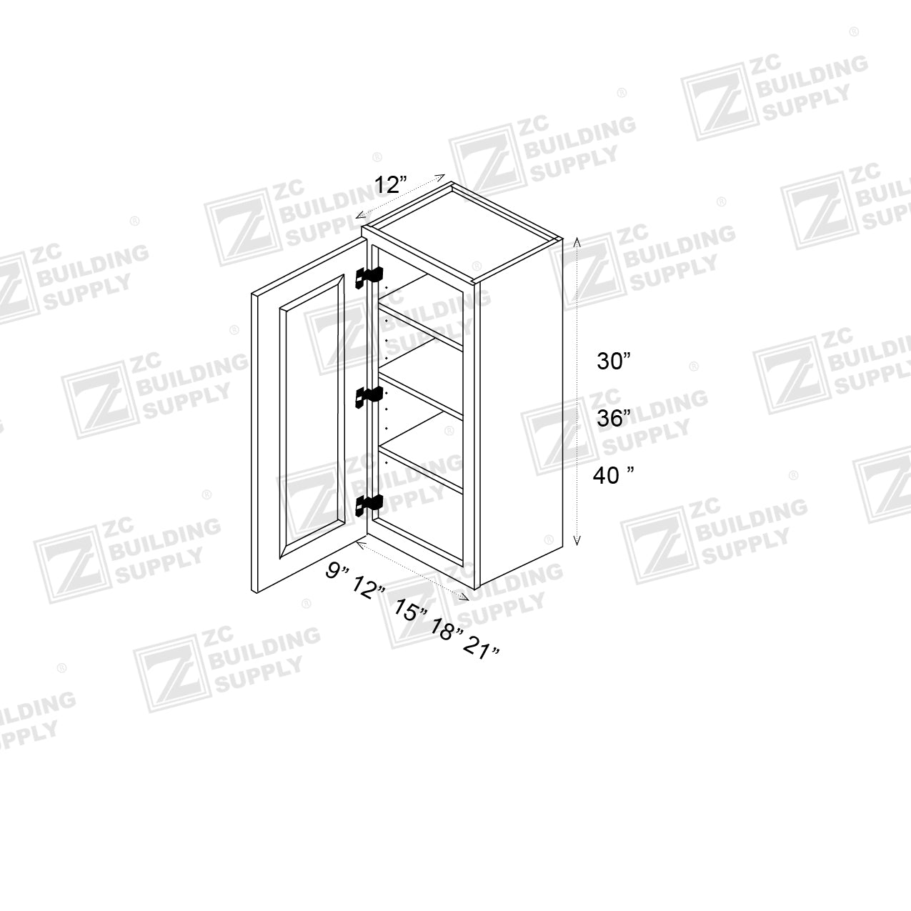 Wall 21" - Pure White 21 Inches Wall Cabinet - ZCBuildingSupply