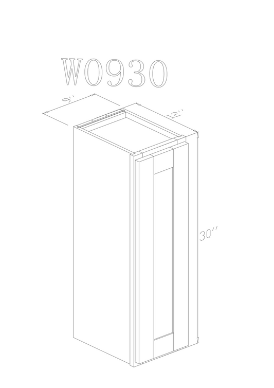 Wall 09" - White Oak 9 Inch Wall Cabinet