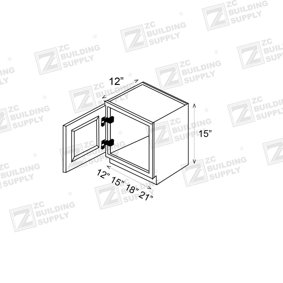 Wall 12" - Slim Oak 12 Inches Wall Cabinet - ZCBuildingSupply