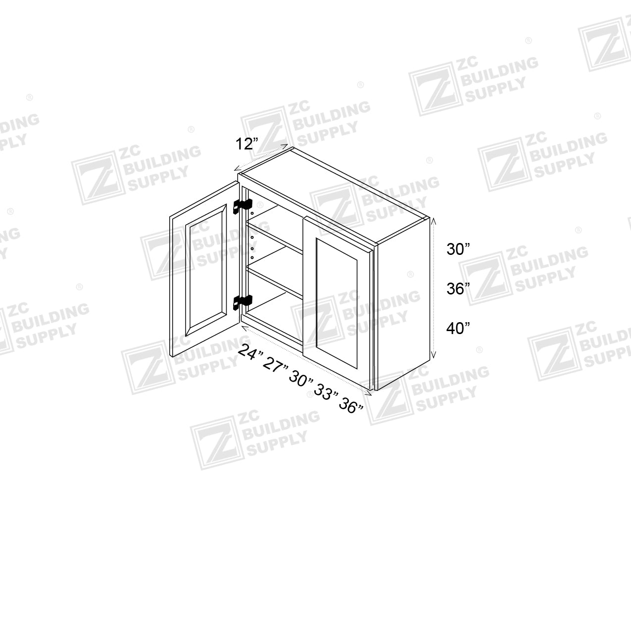 Wall 24" - Pure White 24 Inches Wall Cabinet - ZCBuildingSupply