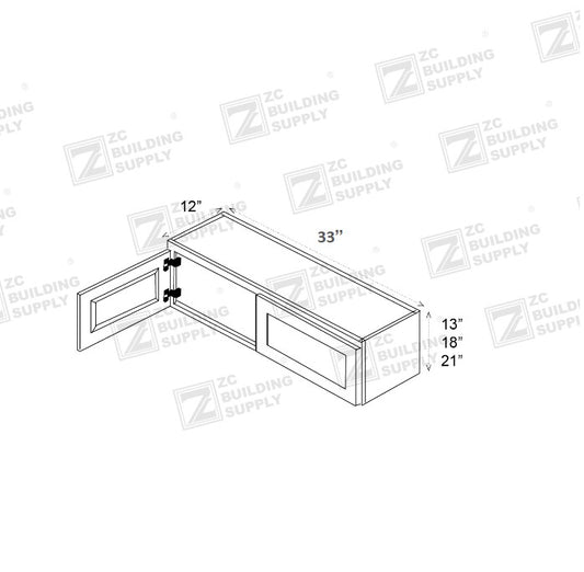 Wall 33" - Slim White Shaker 33 Inches Wall Refrigerator Cabinet (12"D)