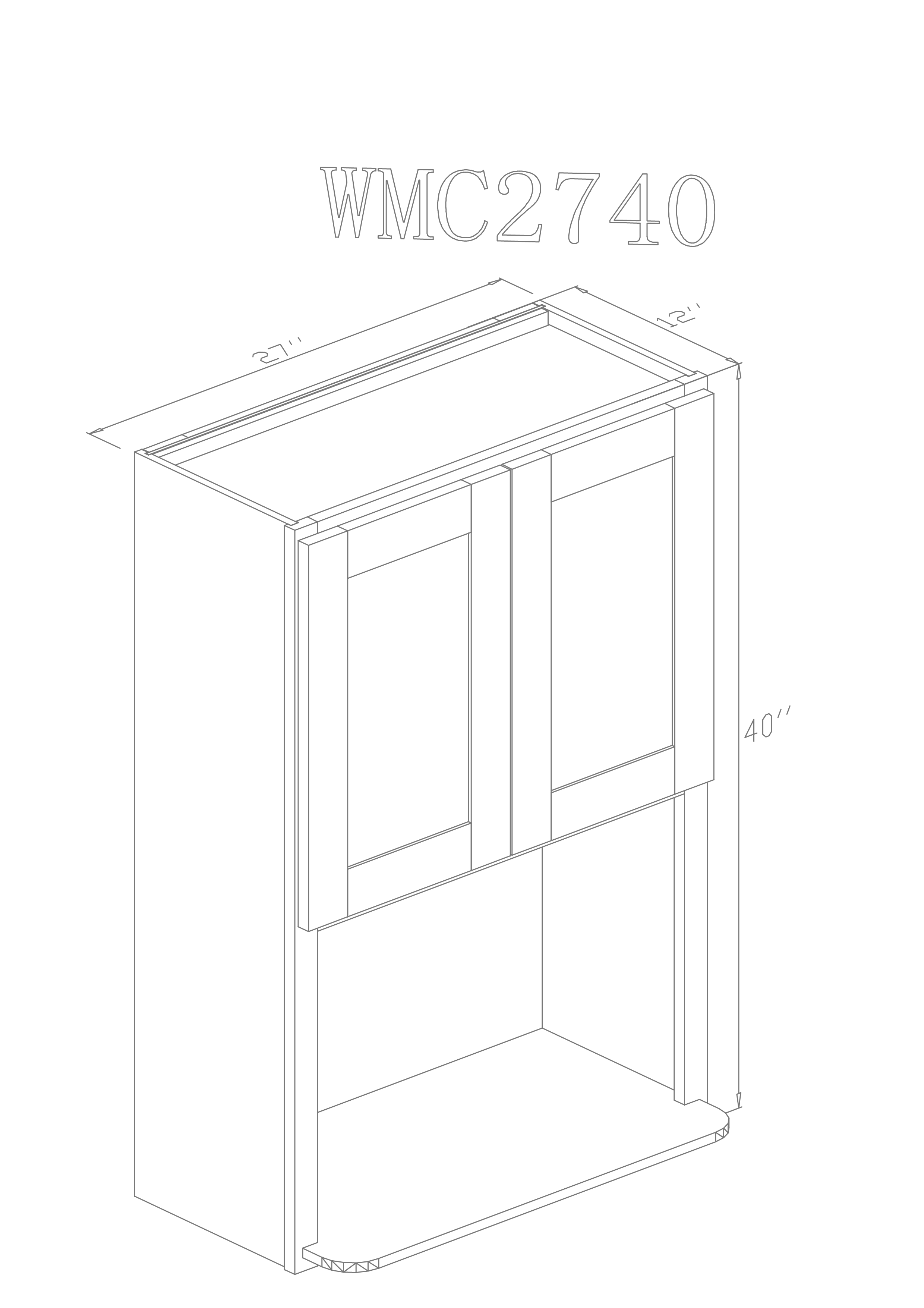 Wall 27" - Modern Grey 27 Inch Wall Microwave Cabinet - ZCBuildingSupply