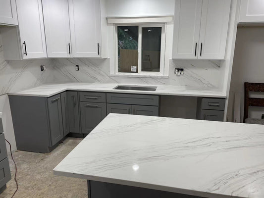 2cm and 3cm Quartz White Egeo Countertop ZQ1695- Self Pick Up Only