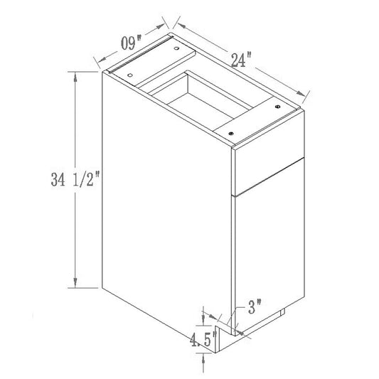 Modern Grey Frameless Kitchen Cabinet 9 Inch Base - ZCBuildingSupply