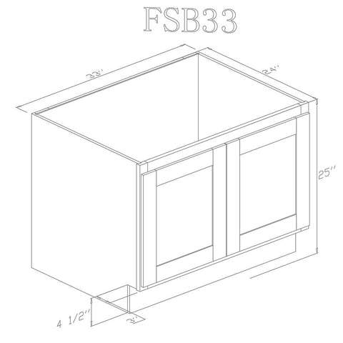 Base 33" - Pure Grey 33 inch Farm Sink Base Cabinet - ZCBuildingSupply