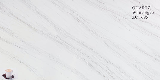 2cm and 3cm Quartz White Egeo Countertop ZQ1695- Self Pick Up Only