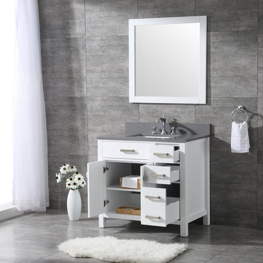 36" Vanity New Pure White (Without sink and countertop) Right or Left side 4 Drawers - ZCBuildingSupply