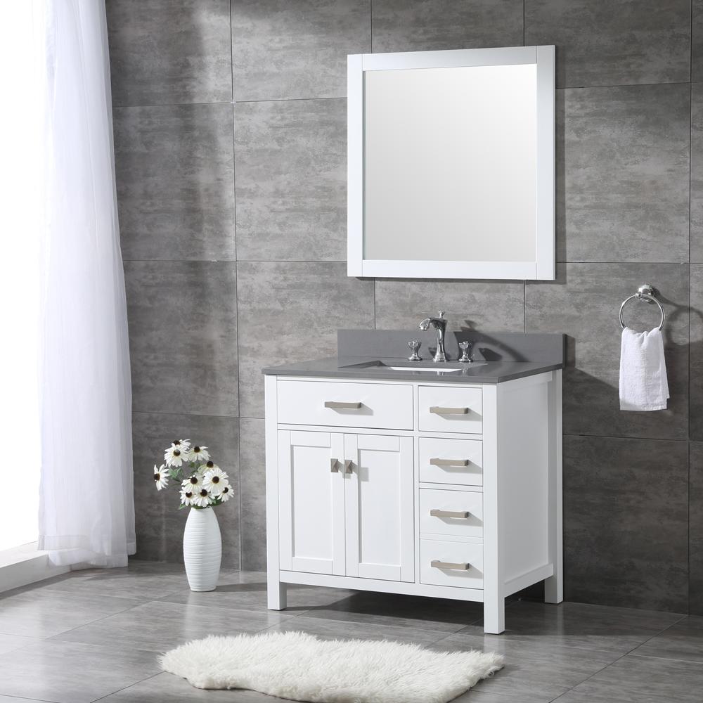 36" Vanity New Pure White (Without sink and countertop) Right or Left side 4 Drawers - ZCBuildingSupply