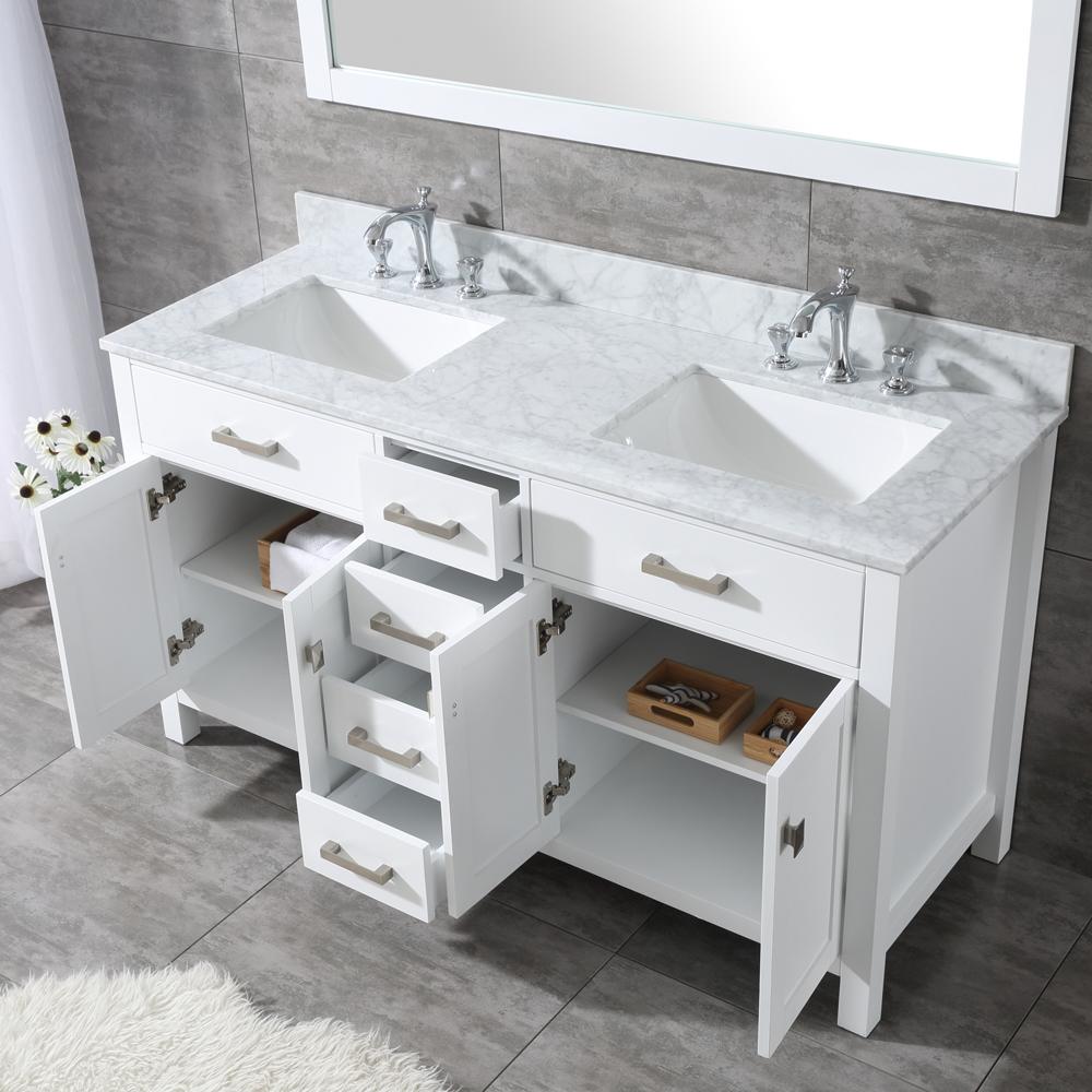 60" Vanity New Pure White (Without sink and countertop) Single or Double Sink - ZCBuildingSupply