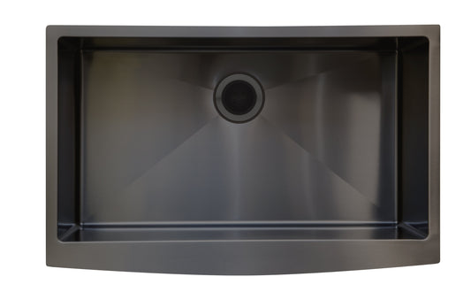 33" Kitchen Gunmetal Black Stainless Steel Undermount Single Farm Sink