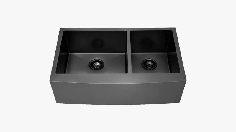 33" Kitchen Gunmetal Black Stainless Steel Undermount Double Farm Sink